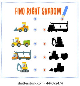 Educational game.Match each car with right silhouette.Ready design concept.Vector illustration