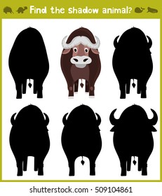 Educational games for children, cartoon for children of preschool age. Find the right shade for Buffalo from Savannah. Vector