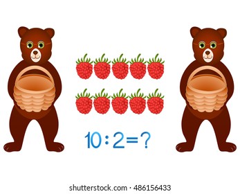 Educational games for children divide by two the number.
