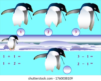 Educational games for children. Find the other half of the penguin. Do some counting exercises.Play with children. Develop their intelligence. Prepare for serious lessons