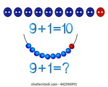 Educational games for children, mathematical addition, formation number ten.