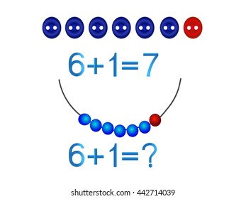 Educational games for children, mathematical addition, formation number seven.