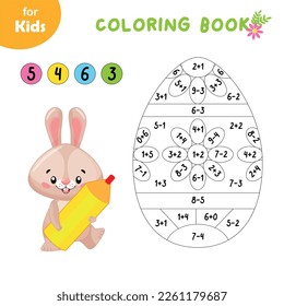 Educational games for children. Mathematics. Help the bunny color the egg