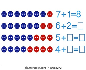 Educational games for children, on the composition of the eight, example with buttons.