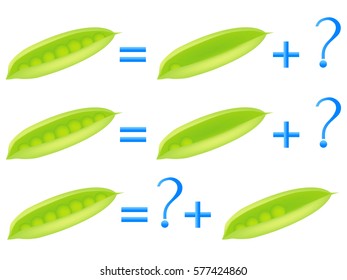 Educational games for children, on the composition of the seven, example with peas.