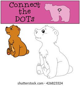 Educational games for kids: Connect the dots. Little cute baby bear smiles.