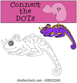 Educational games for kids: Connect the dots. Little cute chameleon smiles.