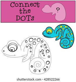 Educational games for kids: Connect the dots. Little cute blue chameleon sleeps.
