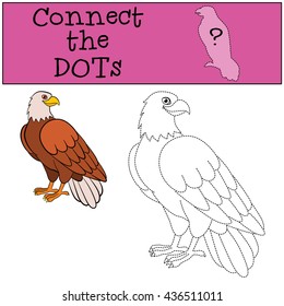 Educational games for kids: Connect the dots. Cute bald eagle sits and smiles.