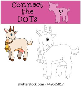 Educational games for kids: Connect the dots. Cute goat stands and smiles.