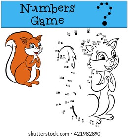 Educational games for kids: Numbers game. Little cute squirrel.