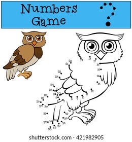 Educational games for kids: Numbers game. Cute wise owl.