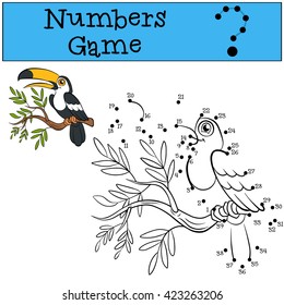 Educational games for kids: Numbers game. Little cute toucan.