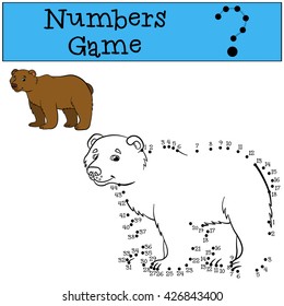 Educational games for kids: Numbers game. Cute bear smiles.