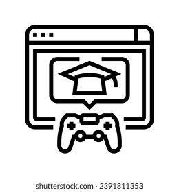 juego educativo vector de icono de línea de escuela primaria. signo de la escuela primaria de juegos educativos. símbolo de contorno aislado ilustración negra