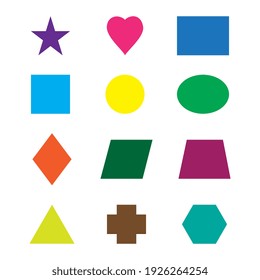 Educational geometric shapes set. Understanding of geometry poster for teaching and learning in school