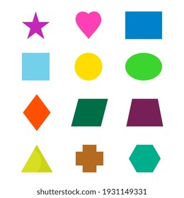 Educational geometric shapes set. Understanding of geometry poster for teaching and learning in school.