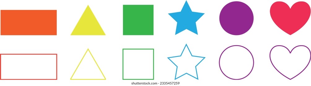 Educational geometric shapes set. Understanding geometry poster for teaching and learning in school. Vector flat style cartoon figures illustration isolated on white background