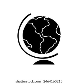Educational globe black hand drawn icon
