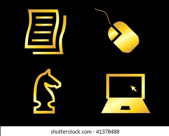 educational gold set of icons.vector illustration