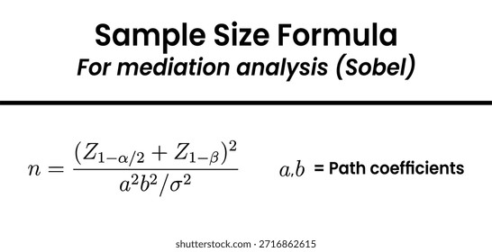Eine pädagogische Grafik, die die mathematische Formel anzeigt, die zur Berechnung der erforderlichen Stichprobengröße für eine Sobel-Vermittlungsanalyse verwendet wird.