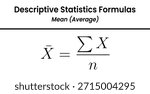 An educational graphic formula of Descriptive Statistics Formulas Mean (Average). This formula is to calculate the Sample Mean, which is the arithmetic average of a specific group of data.