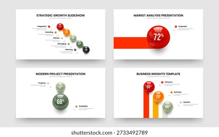 Bildungswachstum Five One Two Three Option Chart Slideshow Layout Vektor Illustration Collection. Marketingplan 5 1 2 3-Schritt-Diagramm Präsentationsvorlage Paket.