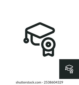 Icono de garantía educativa aislado sobre fondo blanco. Las Ilustraciones vectoriales se hacen con software basado en Vectores, no con resultados generados por IA.
