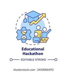 Educational hackathon multi color concept icon. Skill building and development. Students engagement. Round shape line illustration. Abstract idea. Graphic design. Easy to use in promotional materials