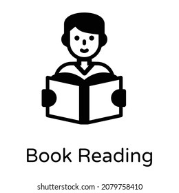 An educational hobby, book reading glyph icon