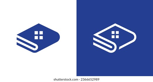 educational house inspirational logo design with book and house building elements.