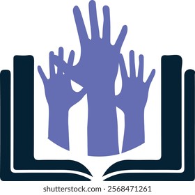 Educational Icon- book hand logo- filled stroke icon