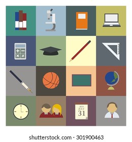 educational icon set in colour