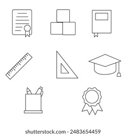 Educational icon. Set of library, reading, education, and electronic book icons