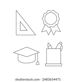 Educational icon. Set of library, reading, education, and electronic book icons