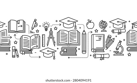 Educational Icons with Books, Tools, and Learning Elements