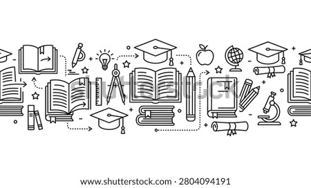 Educational Icons with Books, Tools, and Learning Elements