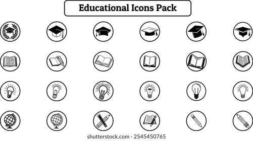 Educational Icons Pack, Silhouette Design
