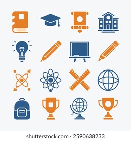 Educational Icons Set. Editable vector icon. Perfect for web and app interfaces, presentations, info graphics, etc. 
