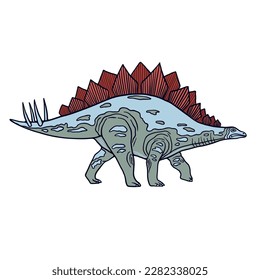 Educational illustration for kids books and websites of fossil stegosaurus. Cartoon style image of genus of herbivorous armored dinosaur