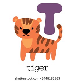 Educational illustration of letter T from alphabet.	
