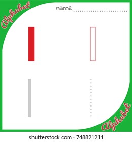 Educational illustration for preschool and kindergarten "Alphabet". You can draw letters on different types of lines and/or color them