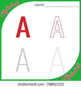 Educational illustration for preschool and kindergarten "Alphabet". You can draw letters on different types of lines and/or color them
