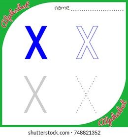 Educational illustration for preschool and kindergarten "Alphabet". You can draw letters on different types of lines and/or color them