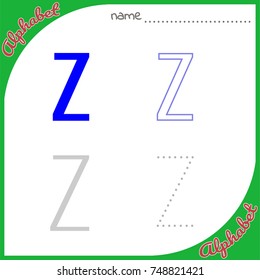 Educational illustration for preschool and kindergarten "Alphabet". You can draw letters on different types of lines and/or color them