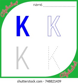 Educational illustration for preschool and kindergarten "Alphabet". You can draw letters on different types of lines and/or color them