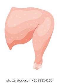 An educational illustration showcasing the cut and part of raw chicken meat