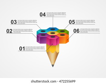 Educational infographic of the pencil for the presentation and brochures.