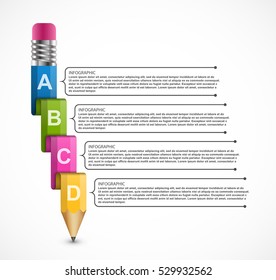 Educational Infographics template with pencil. for business presentations or information banner