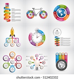 Educational Infographics template with pencil and colored arrows